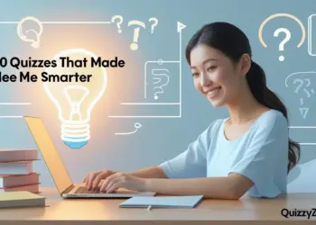 User solving general knowledge quiz online on QuizzyZone